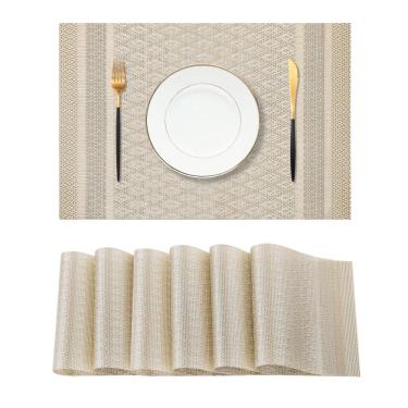Imagem de Placemats Leetaltree Stardust Yellow, conjunto de 6 tecidos de vinil de PVC