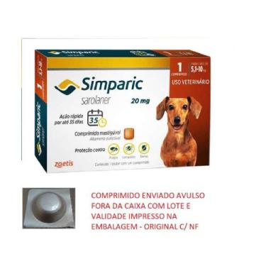 Imagem de Combo 2 unidades Simparic 5,1 a 10 kg 20 mg comp avulso - Zoetis