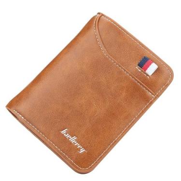 Imagem de Carteira de Couro Masculina Trifold Compacta Baellerry, Marrom claro