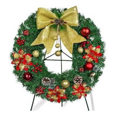 Imagem de Guirlandas de cemitério para decoração de túmulos, guirlanda de lápide com suporte de flor de 76 cm - rosas azuis, tulipas, narcisos