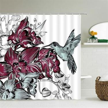 Imagem de Plantas Flores Folhas Cortinas de Chuveiro Cortinas de Banheiro Cortina de Banho com Ganchos Cortina de Chuveiro,4115L,W90xH180cm