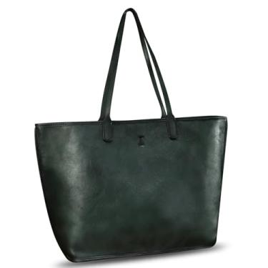 Imagem de Bolsa de couro genuíno grande para mulheres Hobo bolsa de ombro bolsa grande capacidade para notebook e trabalho, Cinza-escuro, Medium