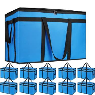 Imagem de Bodaon Pacote grande com 10 sacos térmicos para entrega de alimentos, 3GG, bolsa térmica de isopor frio/quente para portash/viagem/compras/catering/carro, aquecedor/congelado, acessórios de painel de
