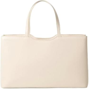 Imagem de Base'ic Bolsa de ombro feminina de couro PU – Bolsa quadrada urbana macia com fecho magnético, elegante bolsa diária para uso no inverno, Bege