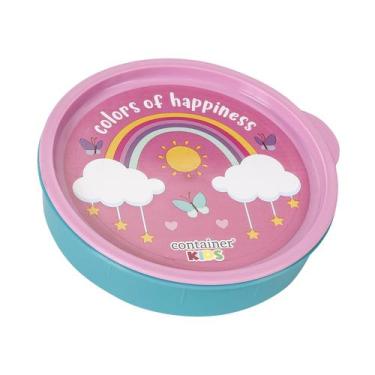 Imagem de Pote Decorado com Tampa Redonda Arco íris Rosa Container Kids