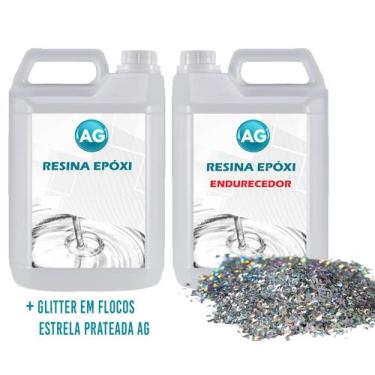 Imagem de Resina Epóxi 1KG + Glitter em Flocos Lua de Prata AG - Resinas ag