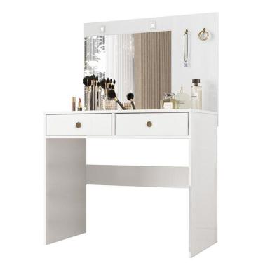 Imagem de Penteadeira Camarim Ideal 2 Gavetas Branco Moval Branco