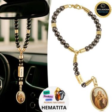 Imagem de Penduricalho Porta Chave Retrovisor de Carro São José Banhado a Ouro -