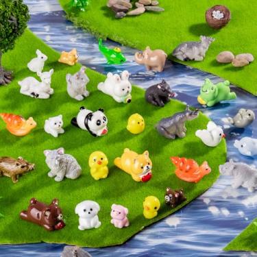 Imagem de Teenzee 30 miniaturas, animais de resina, 30 estilos variados, figuras de animais pequenos em miniatura para micro fadas, jardim, paisagem, acessórios, esconder, artesanato, decoração, aquário