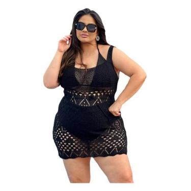 Imagem de Saída de Praia Alcinha Plus Size Trabalhada Verão Banho Moda - PLUS ME