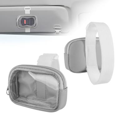 Imagem de HIFILTURE Suporte de abridor de porta de garagem para viseira, mini bolsa universal para controle remoto de porta de garagem, capa de viseira ajustável para porta-chaves de carro, batons cosméticos