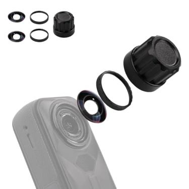 Imagem de Jakoly Kit de substituição de lente para Insta360 X5, Portbale [2 peças] Capa de vidro óptico com ferramenta de remoção + 2 bases pretas, fácil instalação, kit de câmera de proteção de lente para