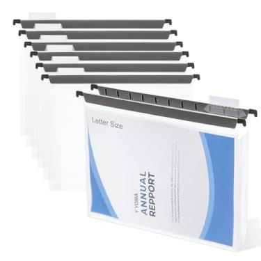 Imagem de Y YOMA Pastas de arquivo de plástico com capacidade extra - pacote com 12 unidades, tamanho carta com expansão de 5 cm, pastas transparentes à prova d'água com abas e inserções para documentos