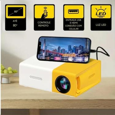 Imagem de Mini Projetor Filme Hd Led Portátil Datashow Yg300 Tv Full Hd Amarelo 