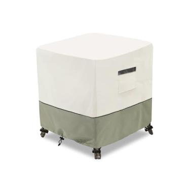 Imagem de Dalema Capa quadrada para otomana à prova d'água, 600D resistente, capa de mesa lateral pequena, capas de móveis de pátio para mesa de canto 63,5 cm L x 63,5 cm P x 45,7 cm A, bege