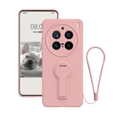 Imagem de Anlalish Capa compatível com Vivo X200 Pro, capa de silicone à prova de choque com cordão de pulso, capa de proteção total para lente da câmera para celular para Vivo X200 Pro com suporte (rosa)