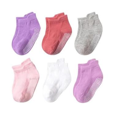 Imagem de Meias de Barco Antiderrapantes para Bebês - 6 Pares de Algodão com Sol