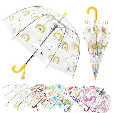 Imagem de Guarda-chuva infantil MRTLLOA Rainbow Clear Bubble para 2 a 10 anos