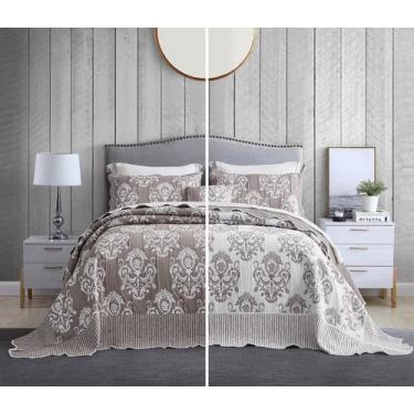 Imagem de Colcha HZ & HY Oversized King 300x305cm Jacquard Tan Brown