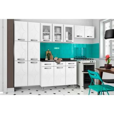 Imagem de Kit de Cozinha Modulada 4 Peças Rubi (2 Armários + 1 Balcão + 1 Paneleiro) C4P27 Branco - Telasul