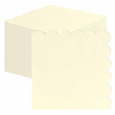 Imagem de HEIPINIUYE Guardanapos de papel marfim descartáveis com 50 peças, 2 camadas, guardanapos de coquetel recortados, guardanapo de bebidas para festa de casamento, aniversário, papel e jantar
