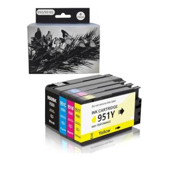 Imagem de Pacote com 4 cartuchos de tinta 950XL 951XL pacote combo de substituição para HP 950 951 cartuchos de tinta para HP OfficeJet Pro 8100 8110 8600 8610 8615 8616 8620 8625 8630 8640 8660 2511 DW 276DW