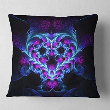 Imagem de Designart Bright Blue Large Fractal Flower Design Abstrato Manta Sala de Estar, Sofá, Almofada de Alta Qualidade + Capa de Almofada Estampada em ambos os lados 45,72 x 45,72 cm