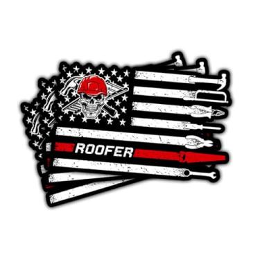 Imagem de Adesivo de bandeira de telhado de 3 peças, decalque de orgulho de telhado americano, adesivo de bandeira de ferramentas de telhado para capacete rígido, caixa de ferramentas, laptop, janela de carro
