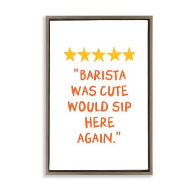 Imagem de Stupell Industries Cute Barista Rating Review Brown Framed Floater Canvas Wall Art Design por JJ Design House LLC, 78 x 53 cm