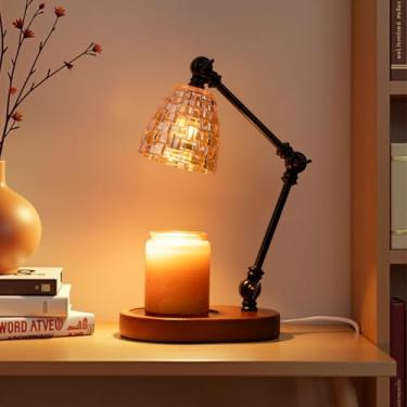 Imagem de Lâmpada de aquecedor de velas com temporizador de intensidade de luz, altura ajustável, luz decorativa para ambiente de quarto e candeeiro de mesa, compatível com vários frascos de luz de vela