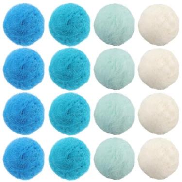 Imagem de SUNNYCLUE 40 peças, 4 cores, bolas de pompom azuis, pompom de lã, 2 cm, feltro macio, fofo, fofo, redondo, decoração, pequeno, pompom, bola de puff para artes faça-você-mesmo, projetos de artesanato