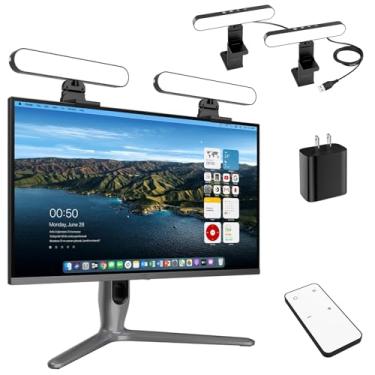 Imagem de Kit de iluminação de videoconferência de lâmpada dupla, luz de monitor de webcam com controle remoto e de toque, iluminação de zoom para computador, luz para laptop/podcast/streaming/chamadas de vídeo
