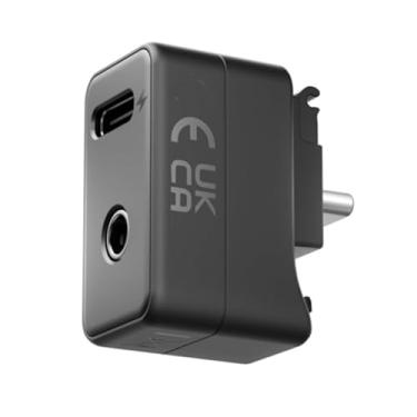 Imagem de Coyktonty Adaptador de microfone externo para câmera Insta360 X5, portas de áudio de 3,5 mm e tipo-C suportam carregador e gravação para Insta360 X5