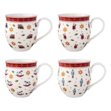 Imagem de Villeroy & Boch Conjunto de 4 canecas Toy's Delight Anniversary Christmas Collection, 1 Papai Nozes, Locomotiva e Cavalo de Baloiço, Porcelana Premium, Conjunto Sortido de 4 peças, Grande, Capacidade