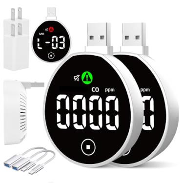 Imagem de Lunarlipes Detectores USB 2 em 1 de gás e monóxido de carbono com tela sensível ao toque, plug-in/USB-A/USB-C, alarme detector de gás e CO, gás natural, propano, metano, alarme de gás explosivo