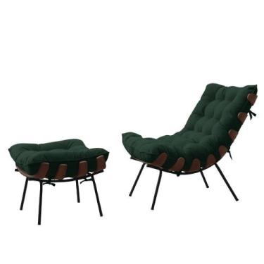 Imagem de Poltrona Com Puff Costela Adão Madeira King Lar Verde - Metal Móveis