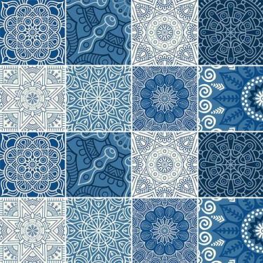 Imagem de Adesivo de Azulejo - Ladrilho Hidráulico - 15cm x 15cm - 16un - 346Azm