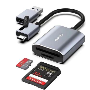 Imagem de Leitor Cartão De Memoria Sd E Micro Sd Usb E Usb C 3.0 - BENFEI