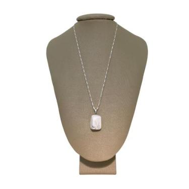 Imagem de Colar Cadeado Prata 925 Howlita Polida - Ponte Vecchio Joias