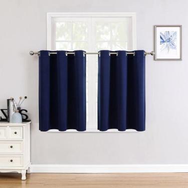 Imagem de Cortinas de janela ChrisDowa Small com isolamento térmico azul marinho
