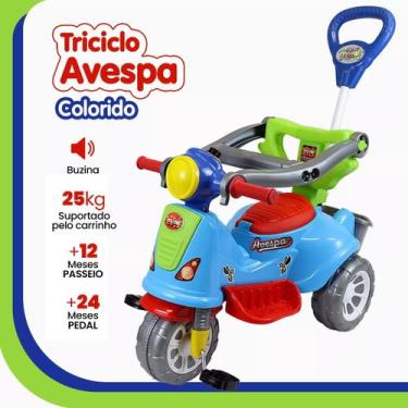Imagem de Motoca Bebe Andador Triciclo Motoquinha Infantil Menina 2 Em 1 pedal e