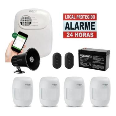 Imagem de Kit Alarme Sem Fio Intelbras 4 Sensores Infravermelho, Sirene de Alta 