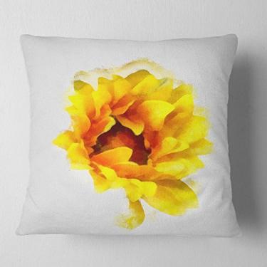 Imagem de Designart Manta de girassol amarela aquarela para sala de estar, sofá, almofada de alta qualidade + capa de almofada impressa em ambos os lados 40,64 x 40,64 cm
