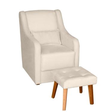 Imagem de Poltrona Para Amamentação e Descanso Glamour Com Puff e Almofada Confortavel bege