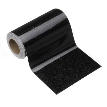 Imagem de HARFINGTON Borda de papel de parede de grão de madeira 10 cm x 5 m PVC autoadesivo texturizado adesivo de moldura impermeável papel de parede decorativo para chão porta mesa armários mesa, mesa, preto