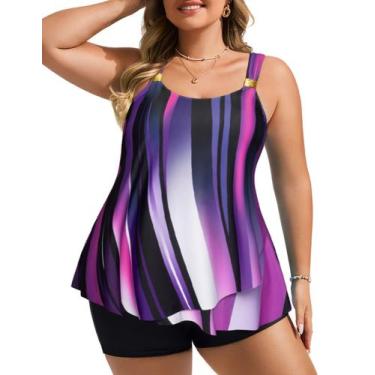 Imagem de Roupa de banho Hanna Nikole para mulheres plus size 20 plus roxa