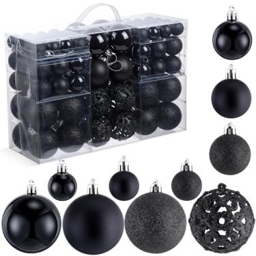 Imagem de Yunsailing Conjunto de 100 peças de enfeites de bola de Natal decorativos, bolas de Natal, pingentes decorativos sazonais para decoração de festa de árvore de Natal (preto)