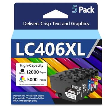 Imagem de Cartuchos de tinta LC406XL para Brother LC406 XL LC 406XL para impressoras MFC-J4535DW, MFC-J4335DW, MFC-J5855DW, MFC-J6555DW, MFC-J6955DW, pacote com 5 (2 pretos 1ciano 1 magenta 1 amarelo)
