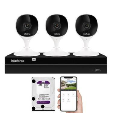 Imagem de Kit de Câmeras de Segurança WiFi Full HD com 3 Câmeras, NVR 4K e HD 1T