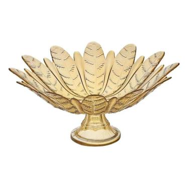Imagem de Fruteira de Mesa com Pé Folhas Âmbar V1500T-AB - Vitazza